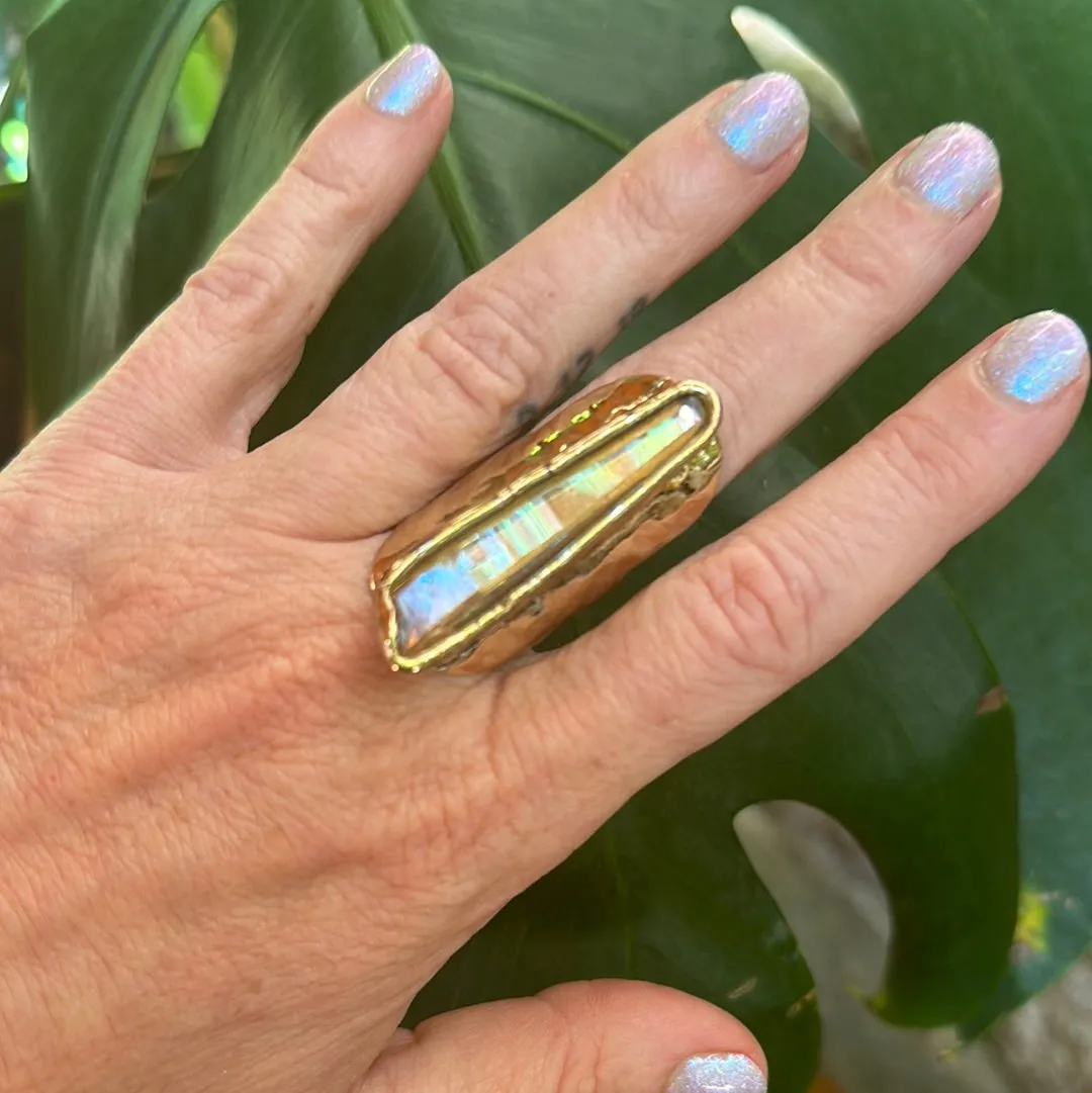 Angel Aura Lemurian Quartz Ring #12