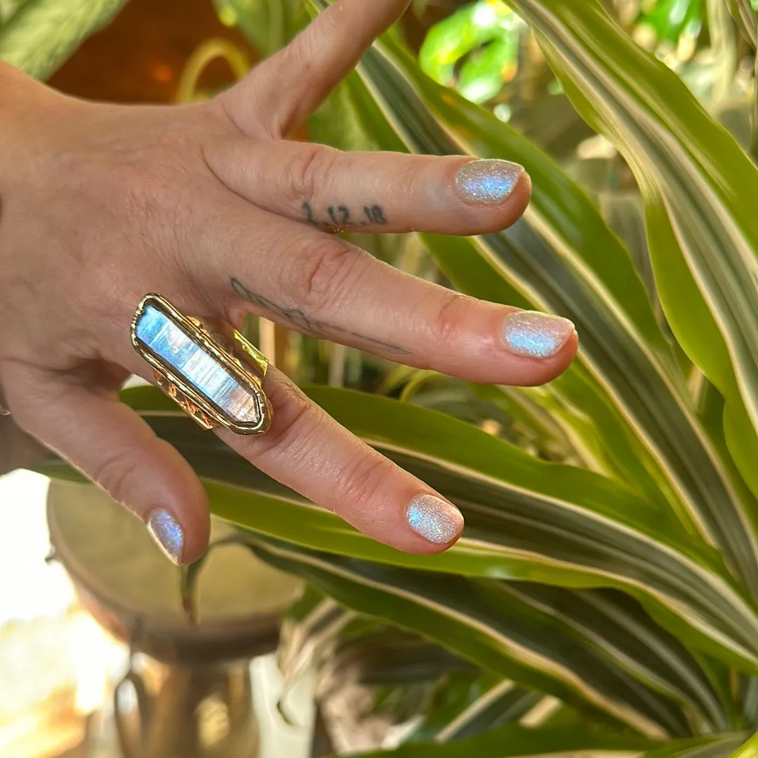 Angel Aura Lemurian Quartz Ring #17