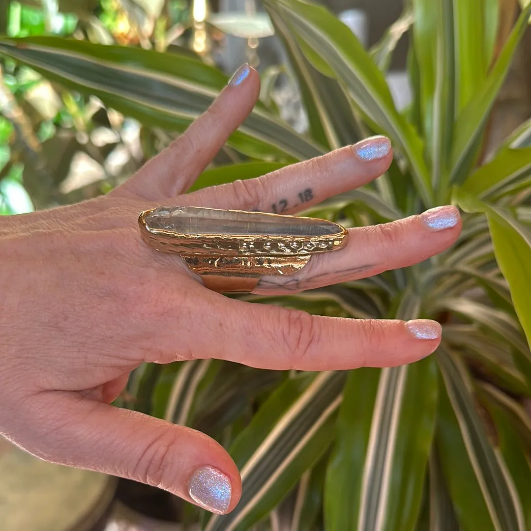 Angel Aura Lemurian Quartz Ring #18