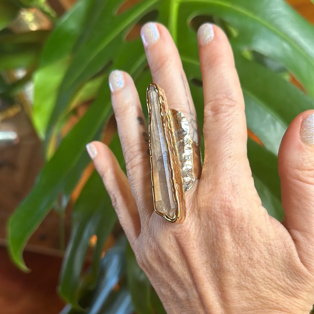 Angel Aura Lemurian Quartz Ring #19