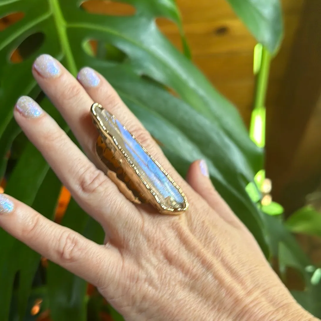 Angel Aura Lemurian Quartz Ring #19