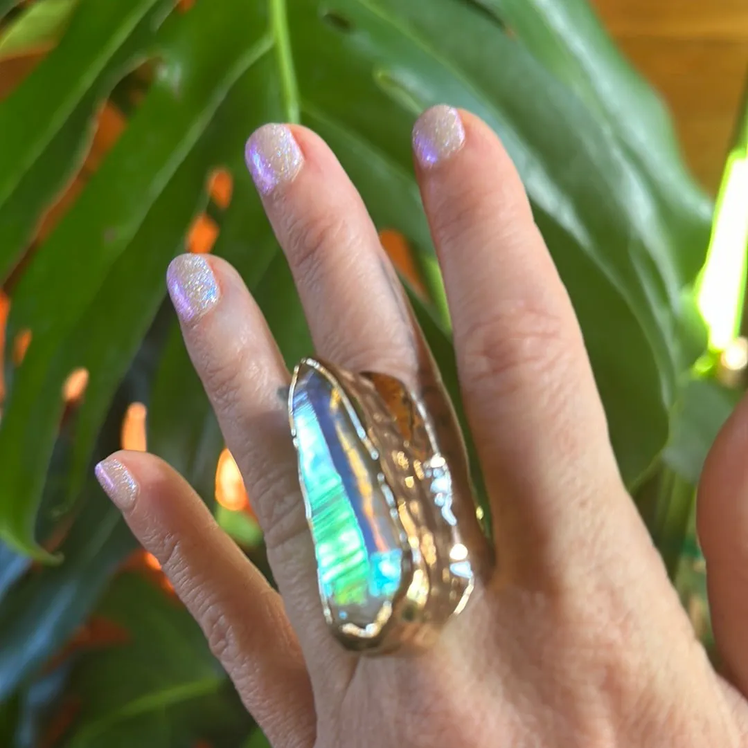 Angel Aura Lemurian Quartz Ring #20