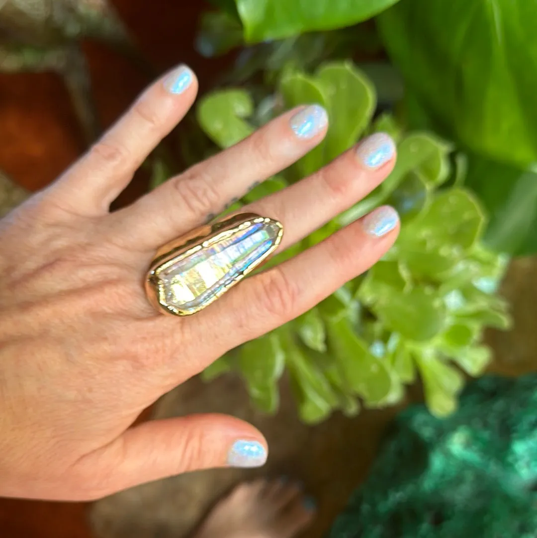 Angel Aura Lemurian Quartz Ring #20