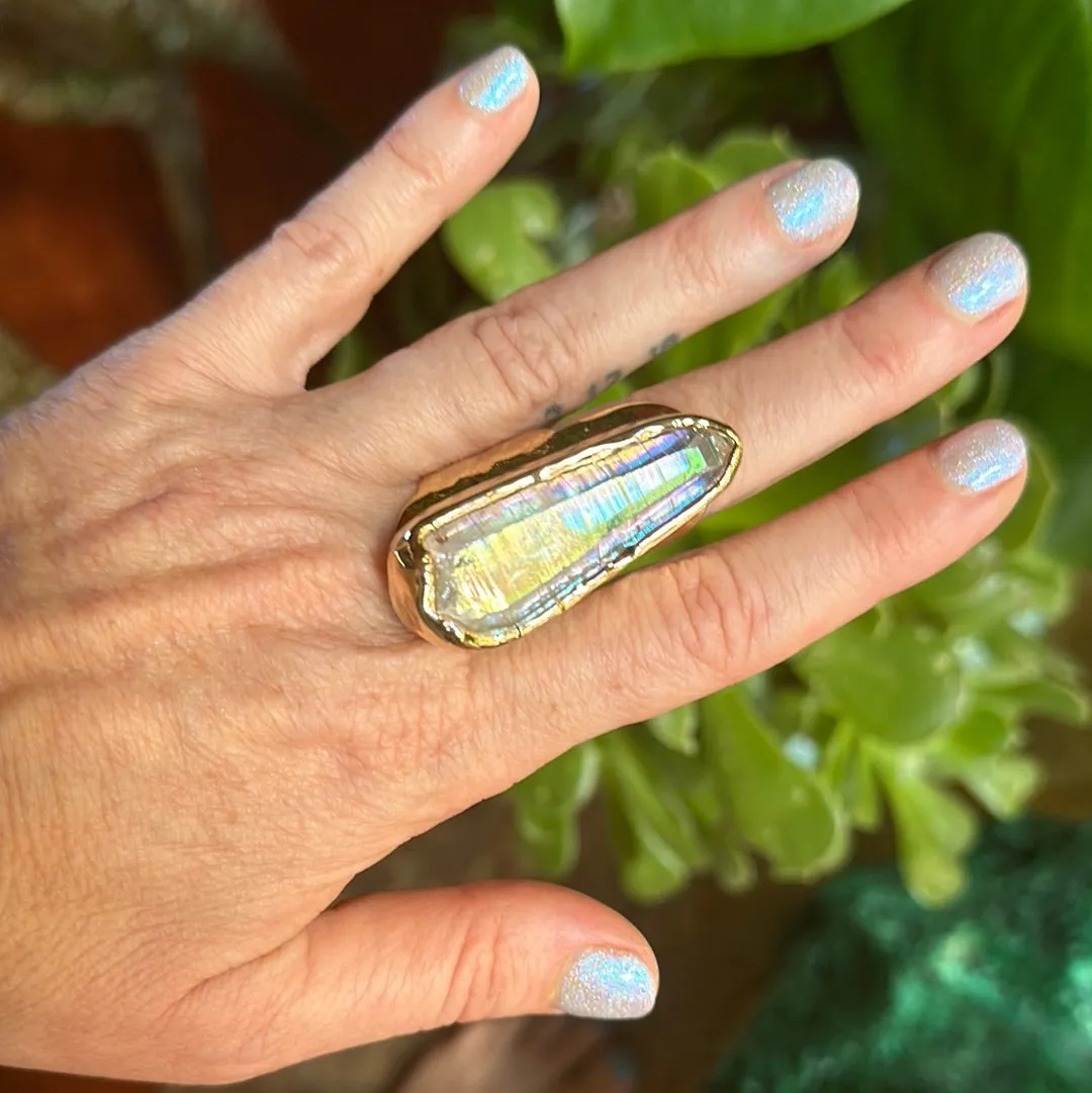 Angel Aura Lemurian Quartz Ring #20