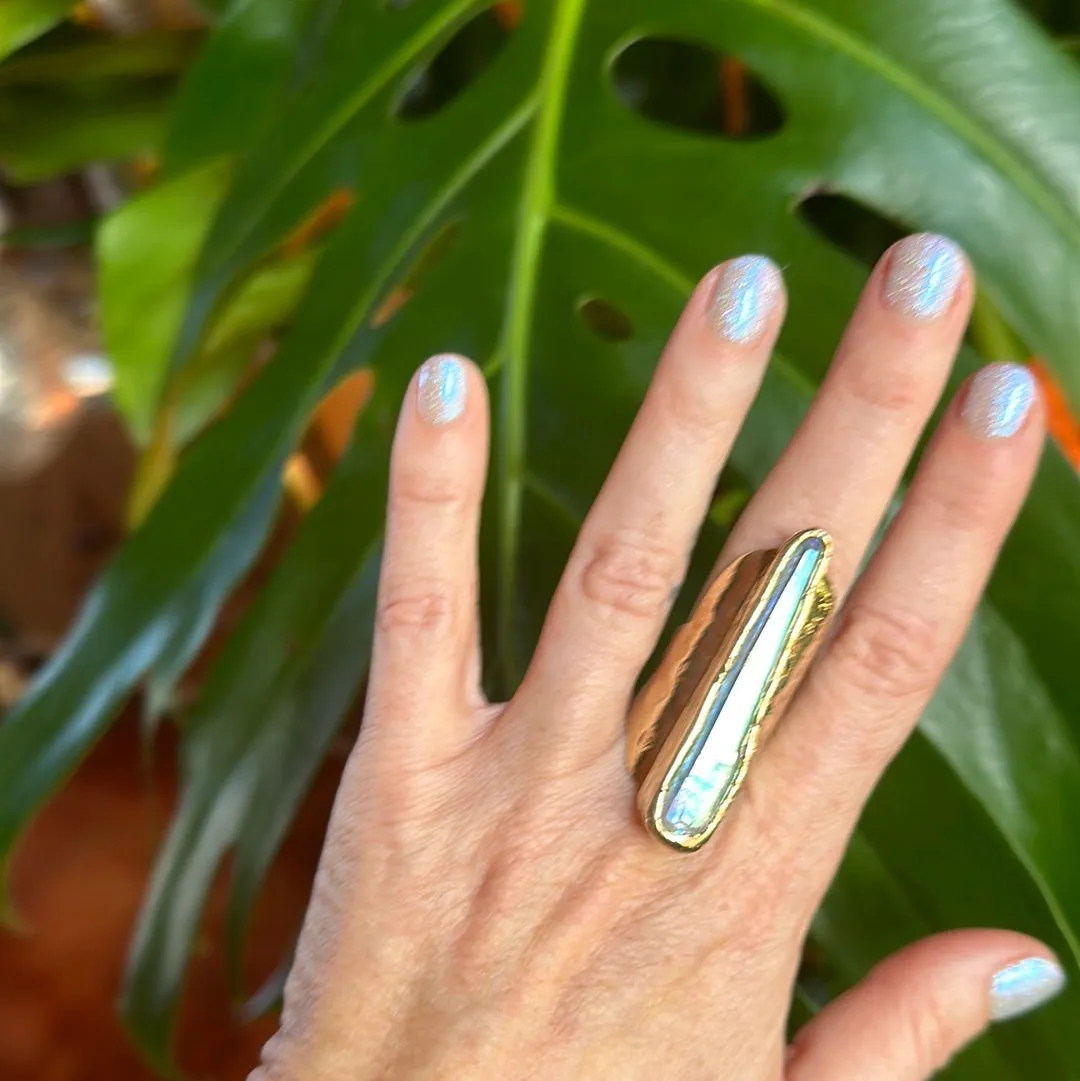 Angel Aura Lemurian Quartz Ring #22