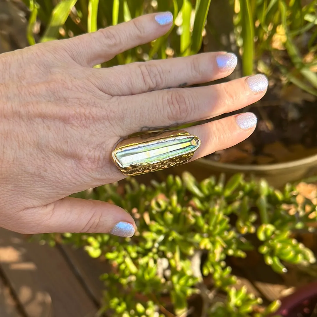 Angel Aura Lemurian Quartz Ring #32