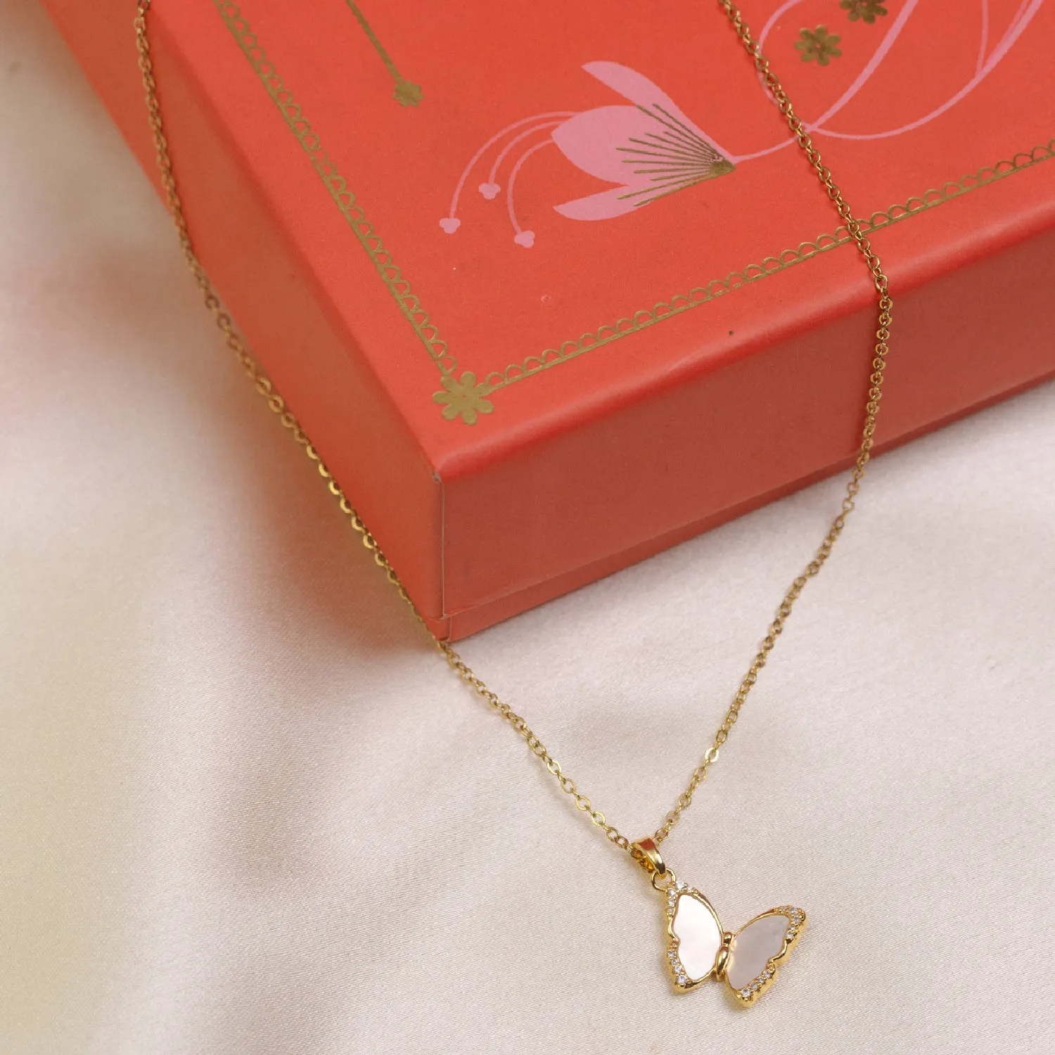 Artklim Gold Plated Butterfly Pendant Necklace