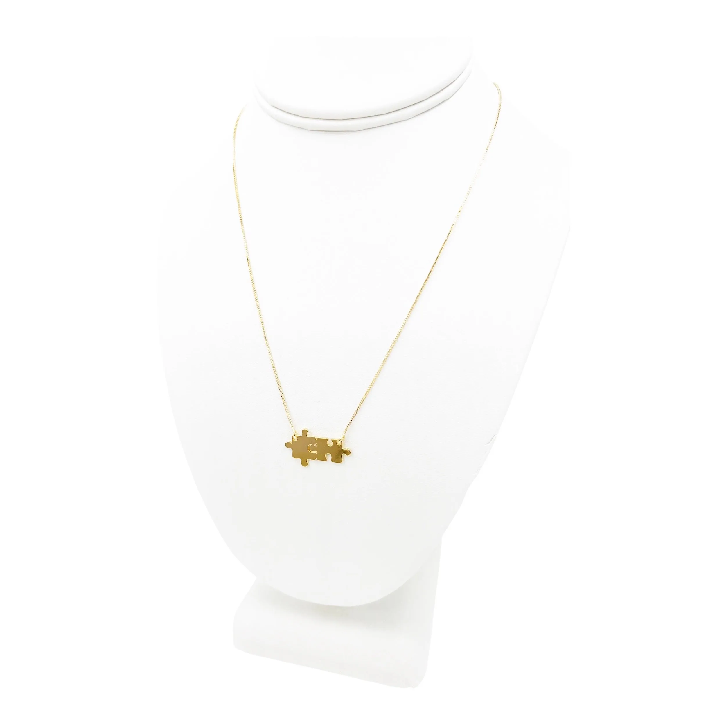 Autism Symbol Puzzle Piece Gold Necklace