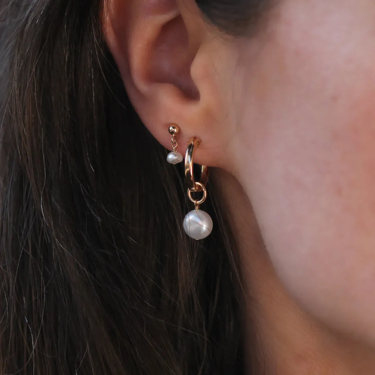 Ava Earrings - Pearl & Gold