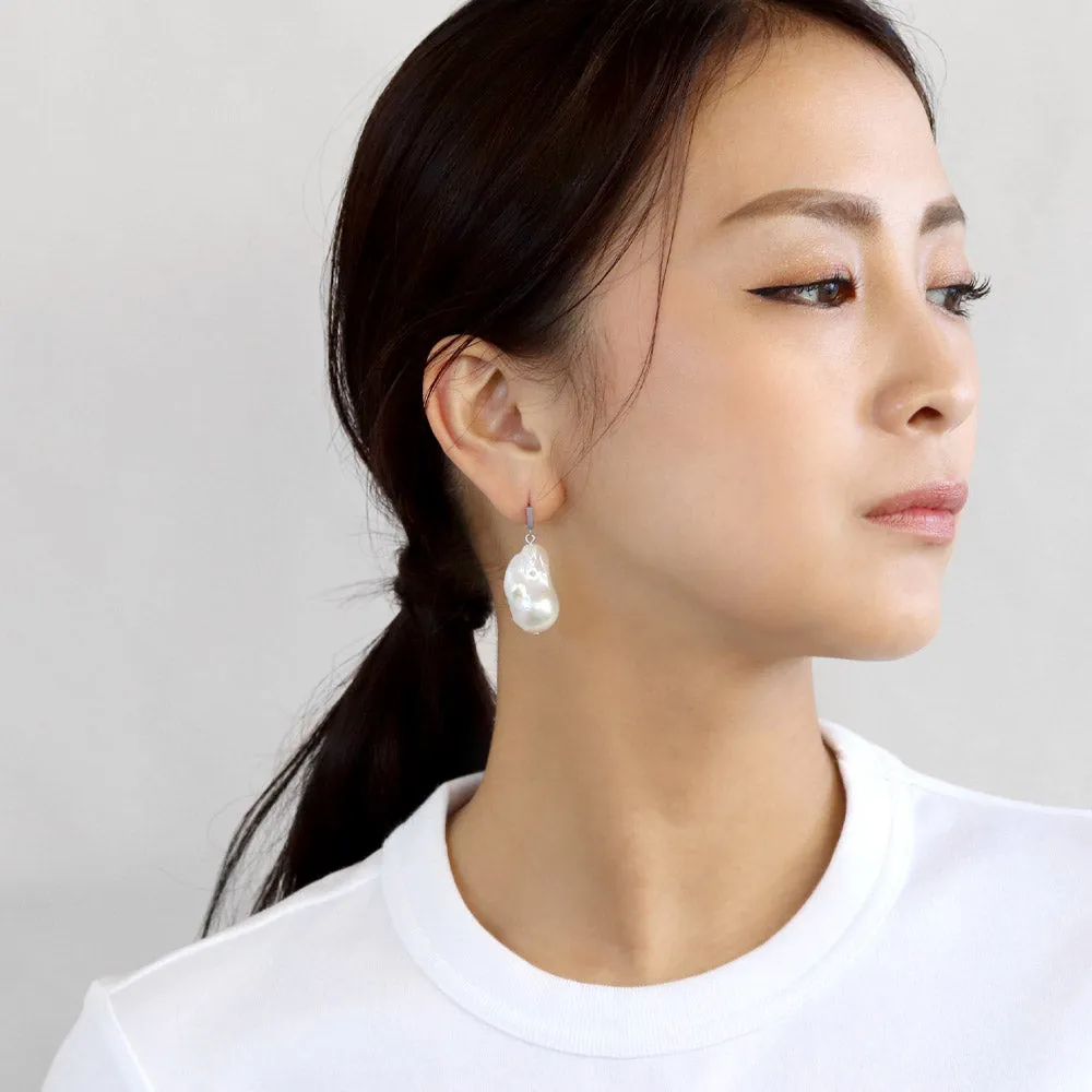 Baroque Pearl Drop Silver Tone Earrings