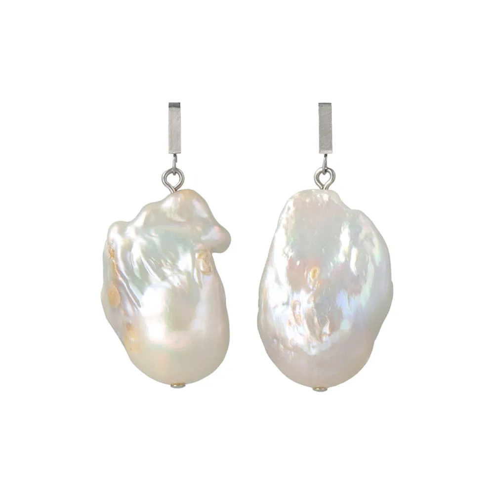 Baroque Pearl Drop Silver Tone Earrings