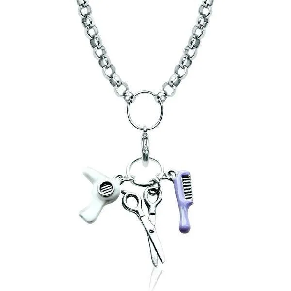 Beautician Charm Necklace in Silver