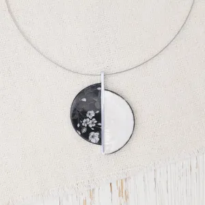 Black & White Kimono Split Circle Pendant