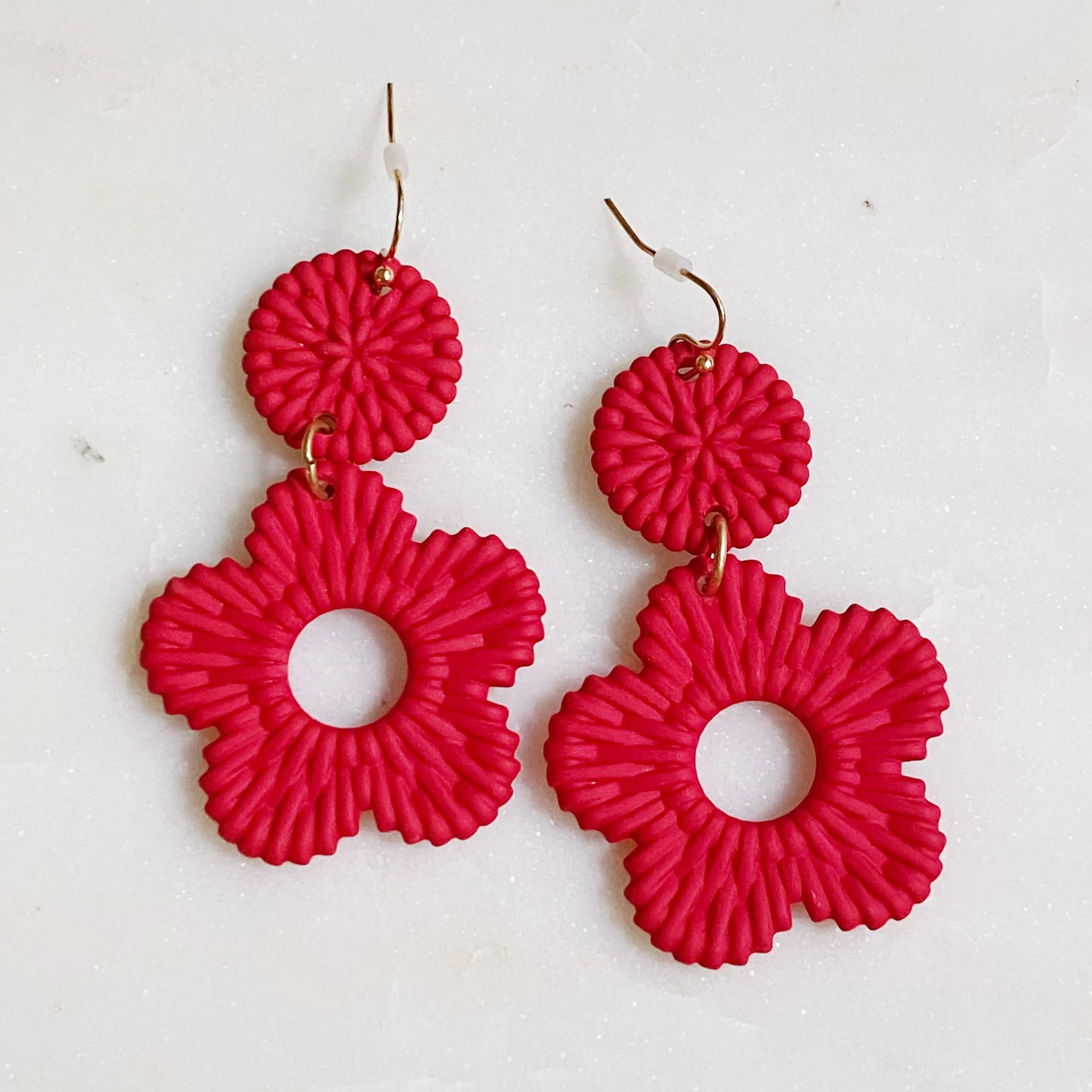 Black Daisy Drop Earrings