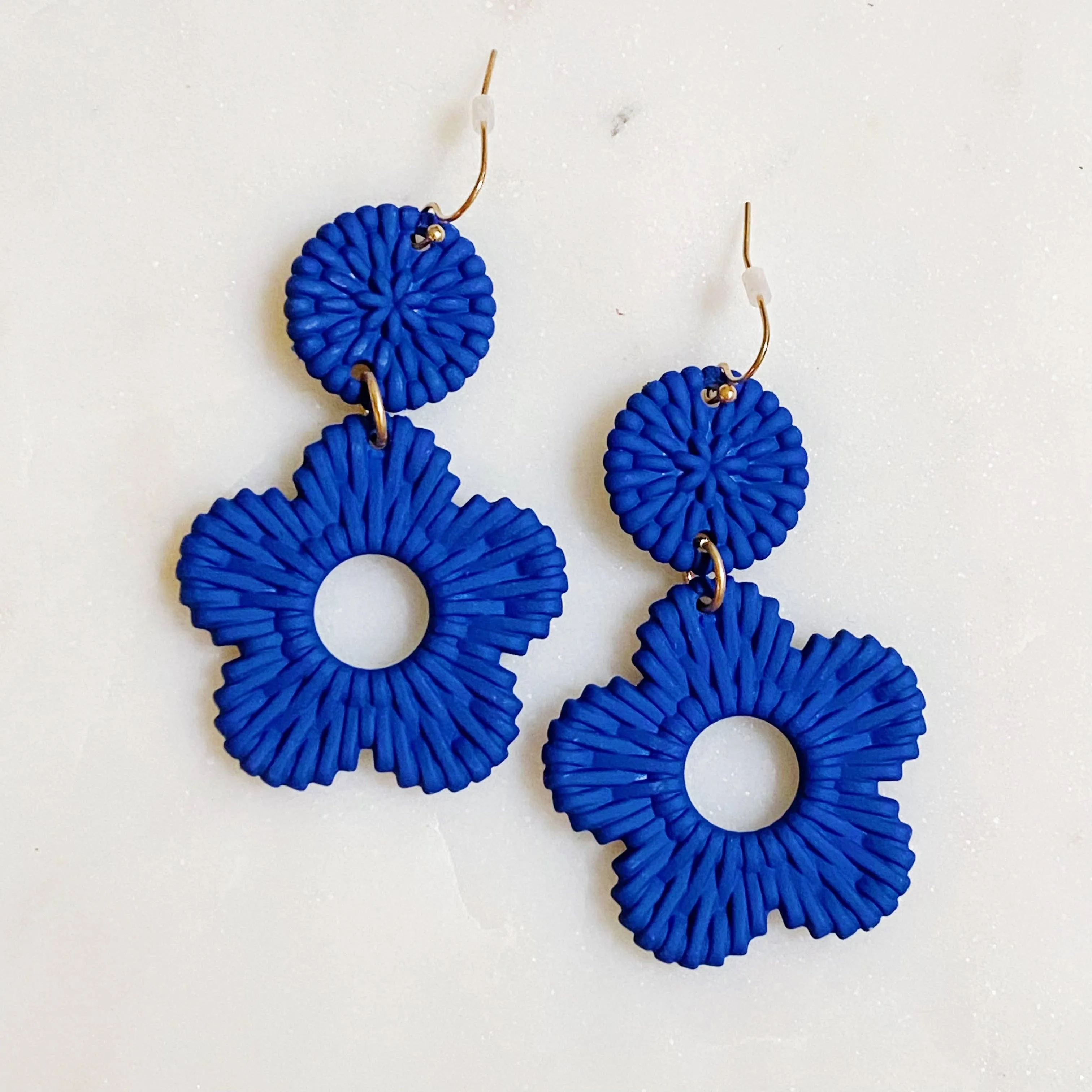 Black Daisy Drop Earrings