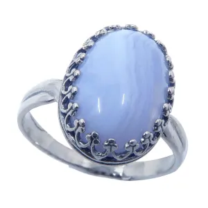 Blue Lace Agate Ring Joy Sterling Silver Adjustable