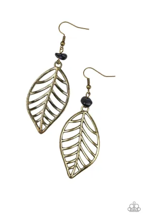 BOUGH Out Brass Leaf Earrings - Paparazzi Accessories