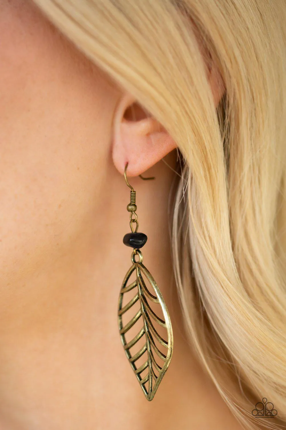 BOUGH Out Brass Leaf Earrings - Paparazzi Accessories