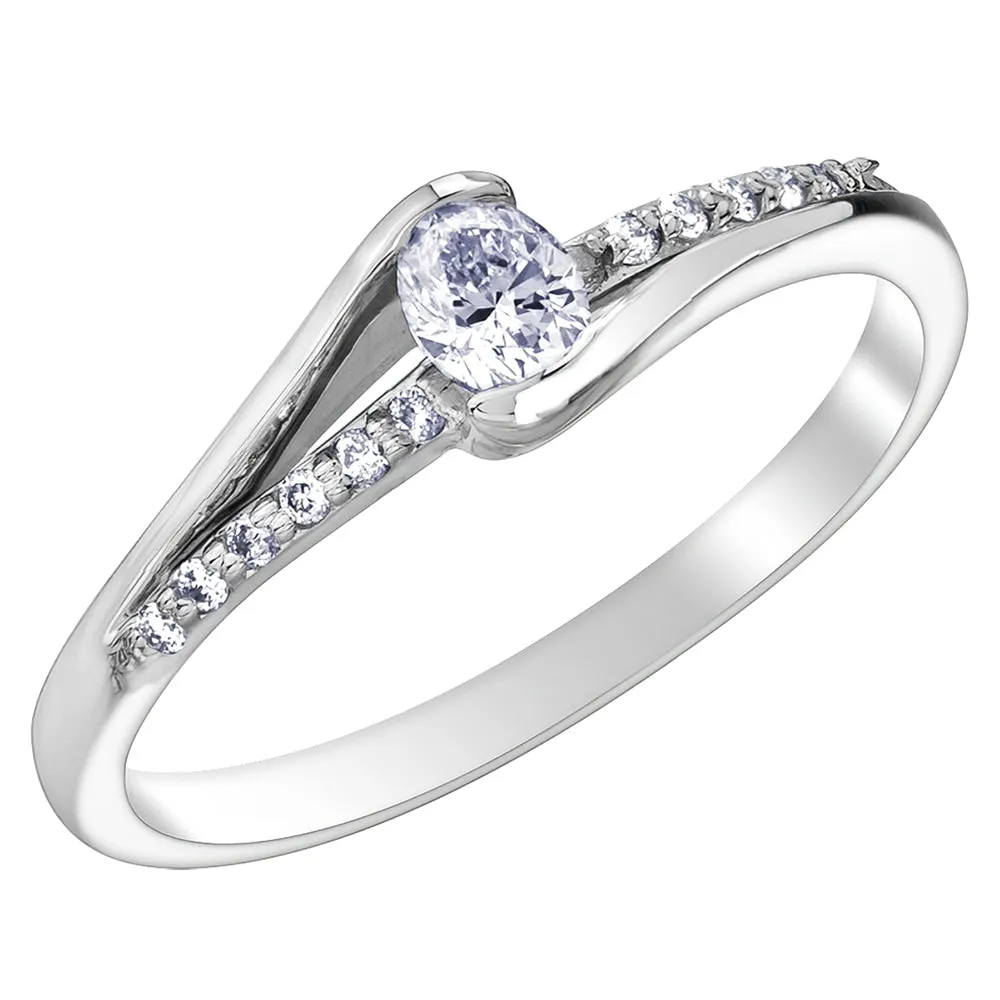 Bypass Set Oval Diamond Ring