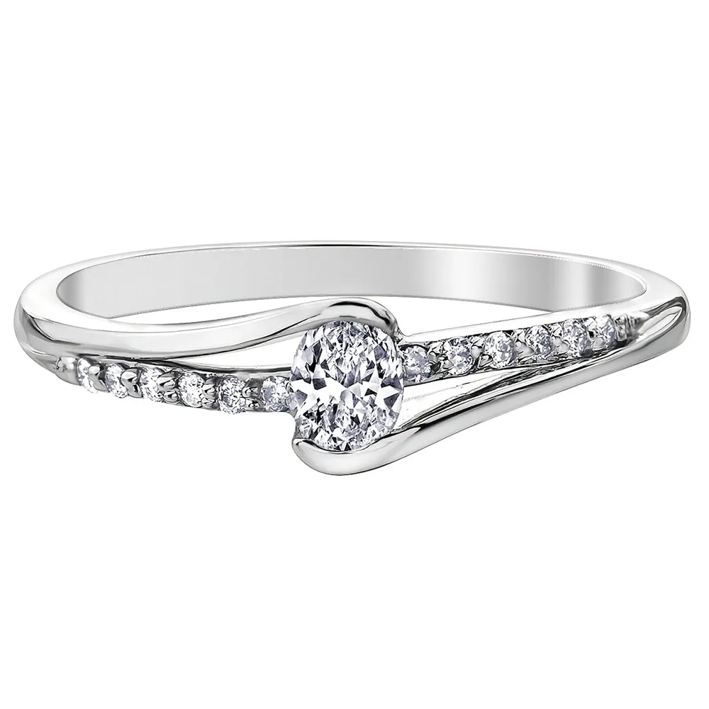 Bypass Set Oval Diamond Ring