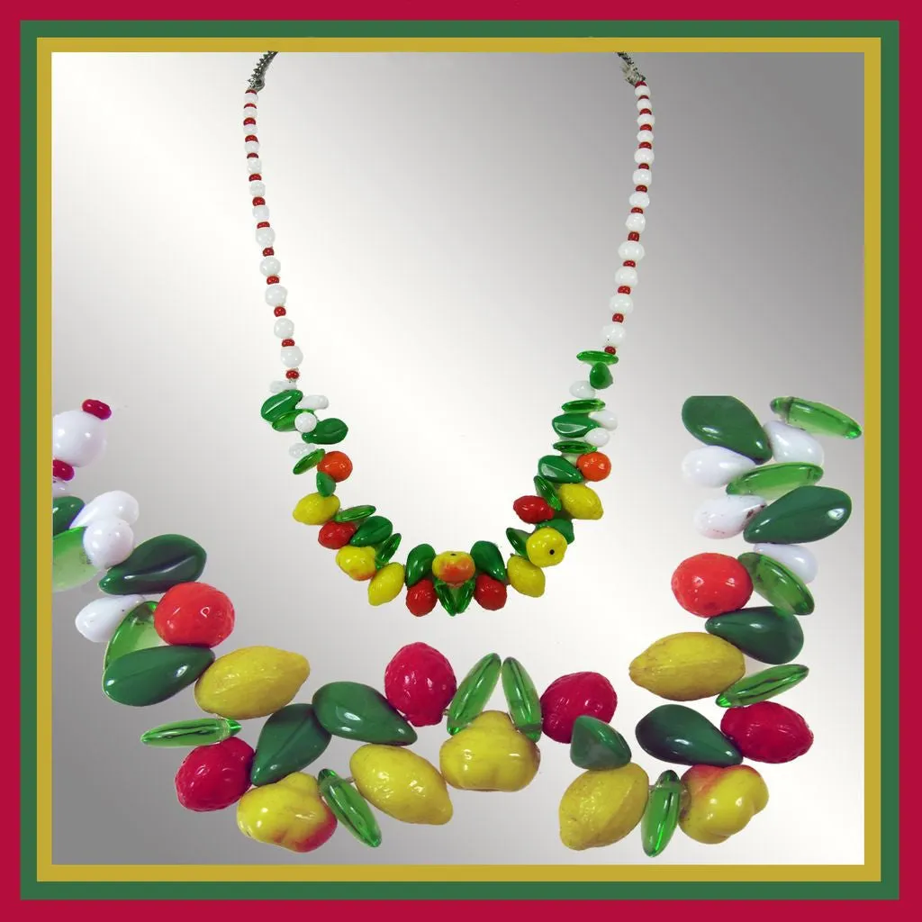 Carmen Miranda Glass Fruit Necklace 1940s