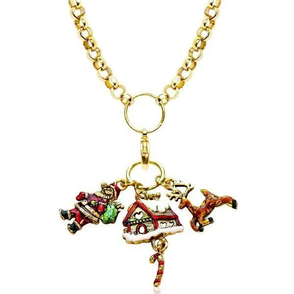 Christmas Charm Necklace in Gold