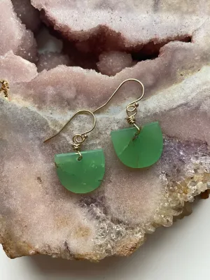 Chrysoprase Dainty Earrings Gold Fill