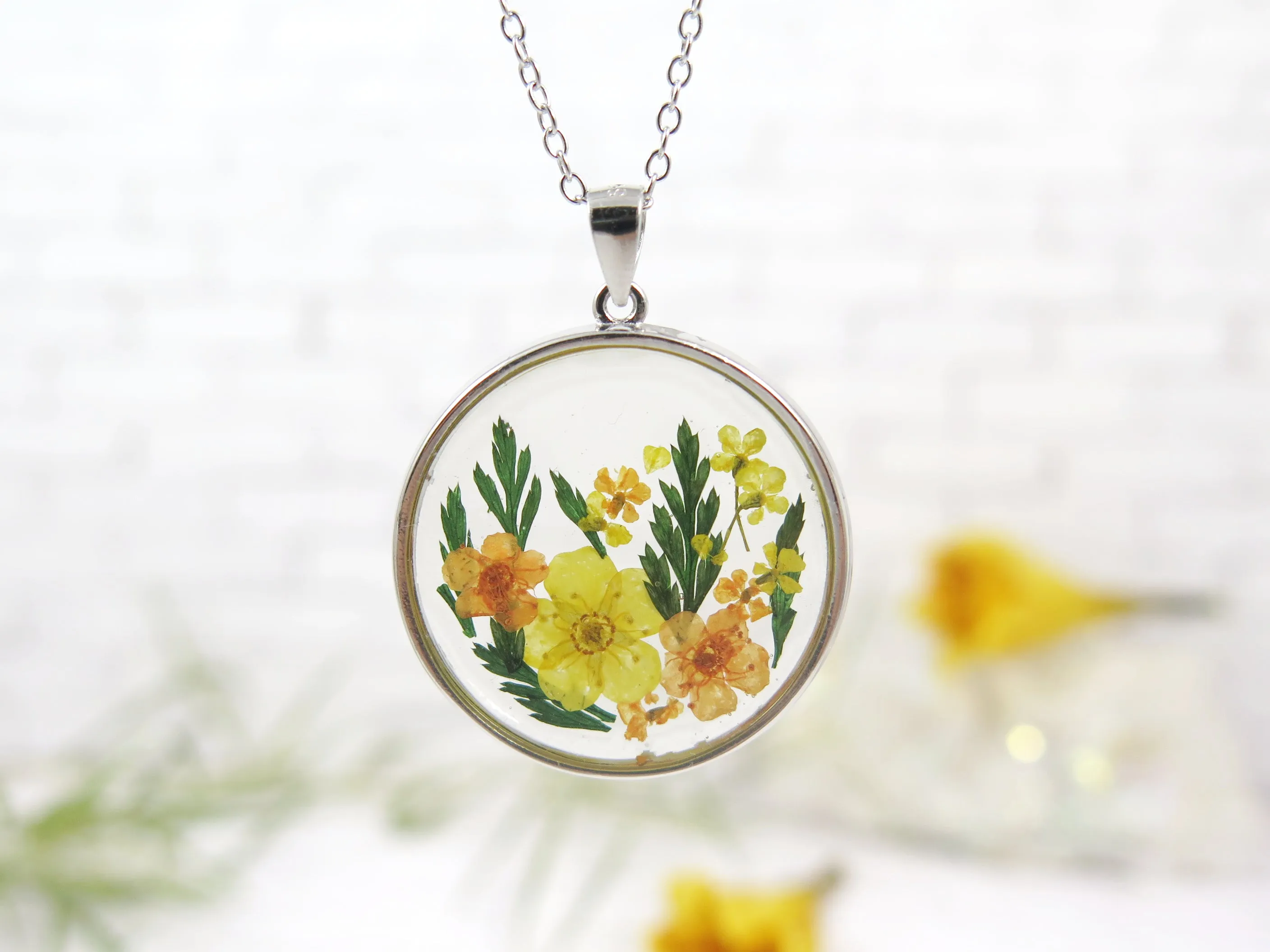 Colorful Flower Circle Pendant with Infused Ashes