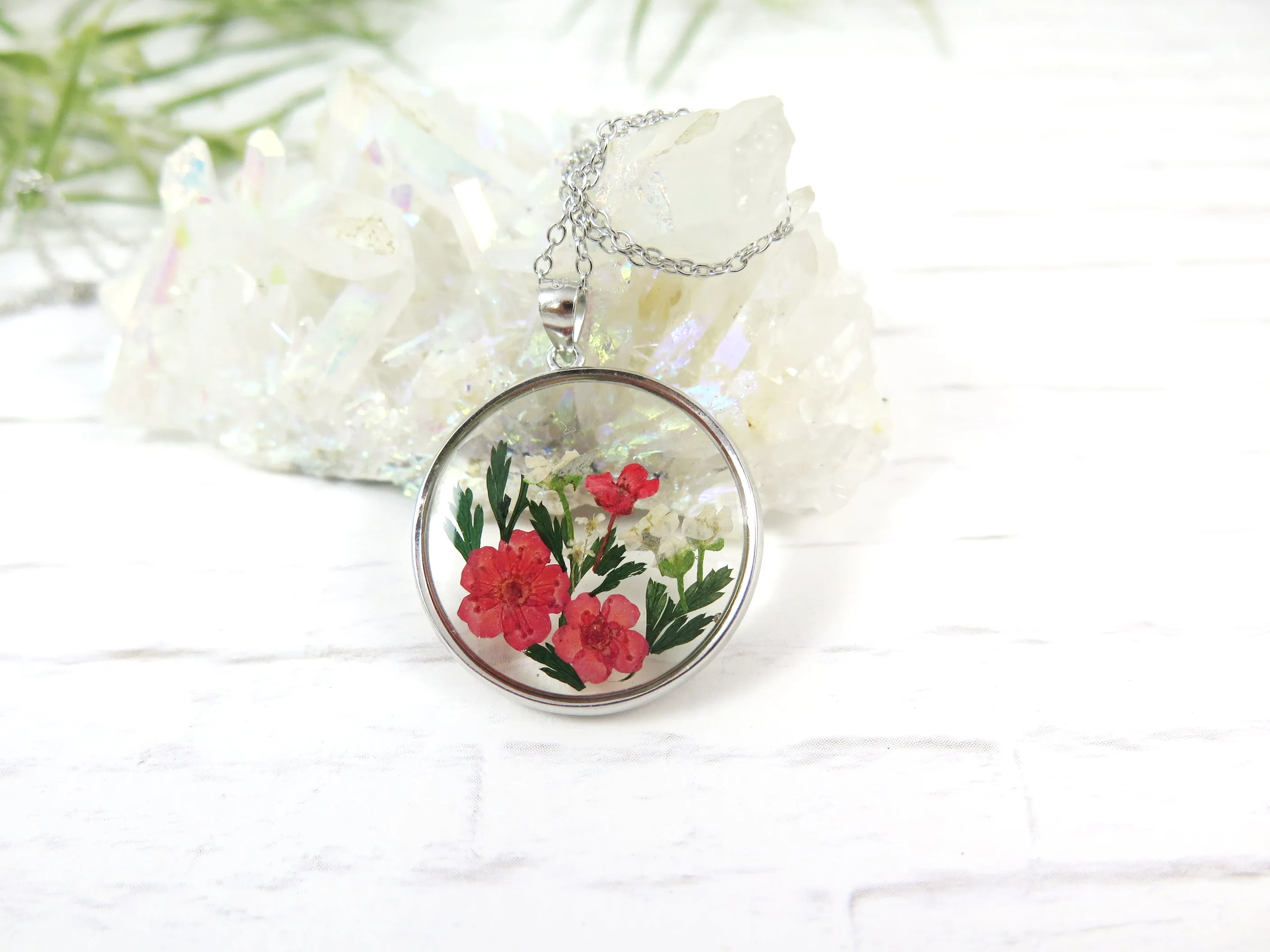 Colorful Flower Circle Pendant with Infused Ashes