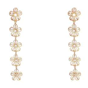 Crystal and Gold Coloured Daisy Chain Drop Earrings