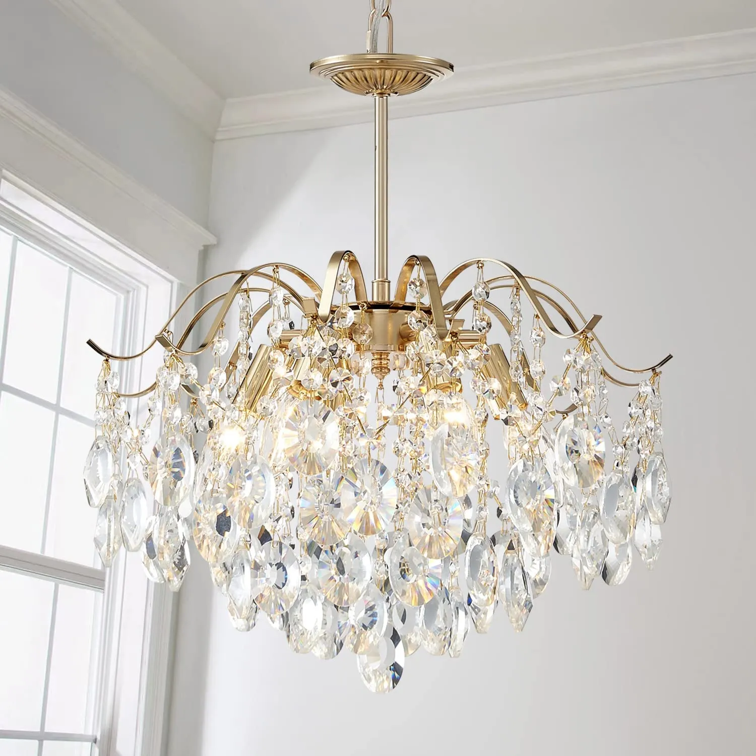 Crystal Chandelier, Raindrop Modern Pendant 6-Lights