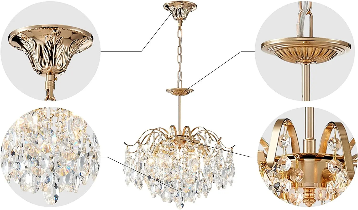 Crystal Chandelier, Raindrop Modern Pendant 6-Lights