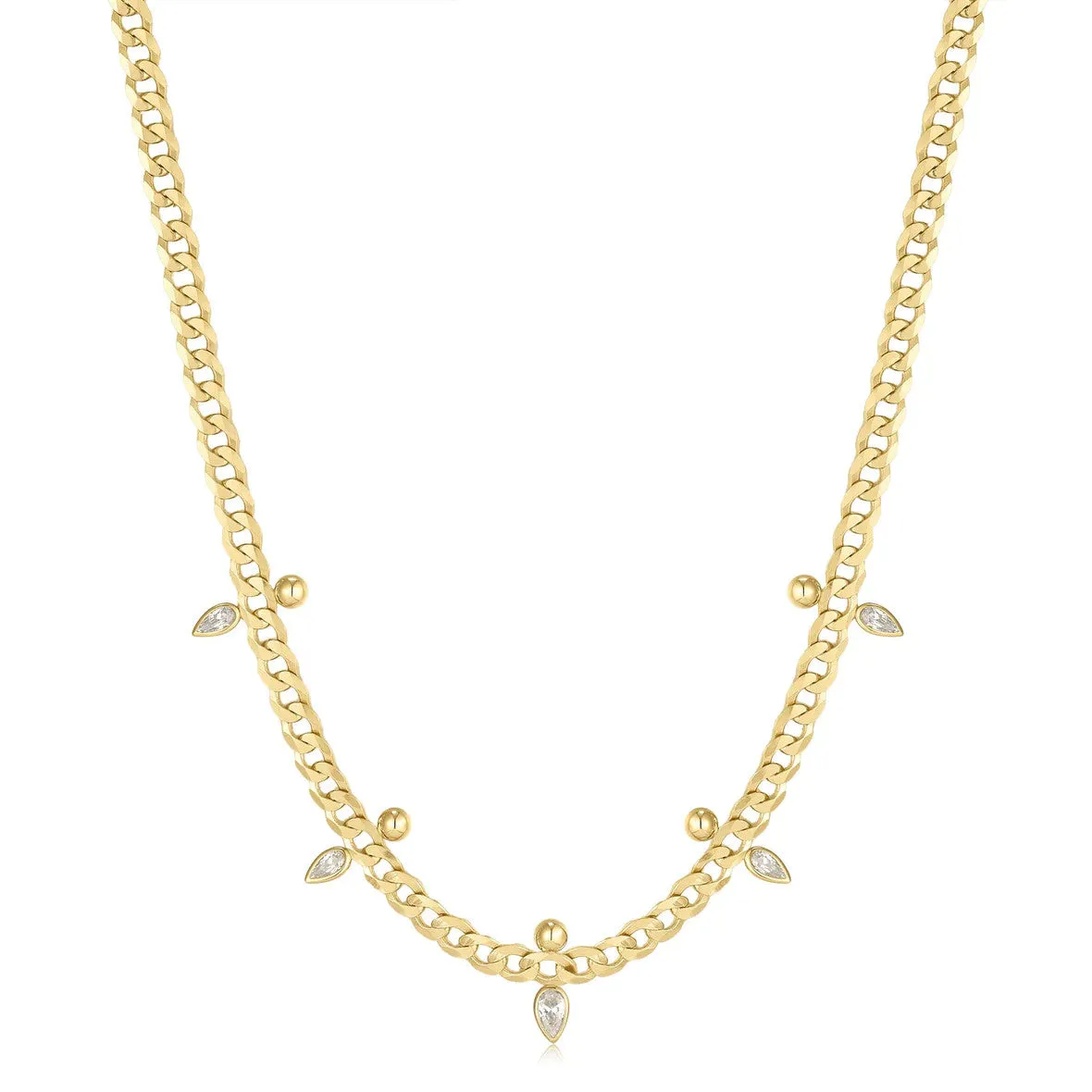 Curb Chain Sparkle Point Necklace