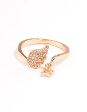 Diamante Wing Fingertip Ring