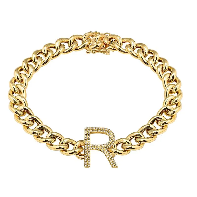 Diamond Initial Link Bracelet