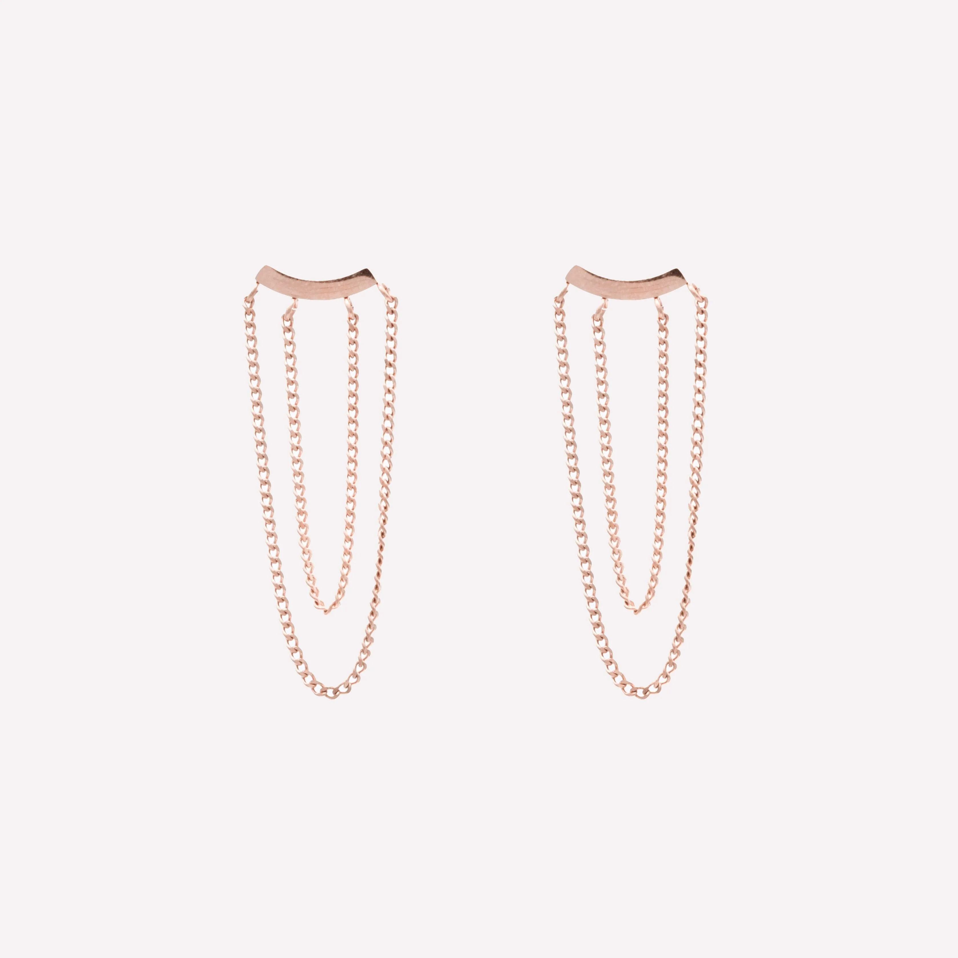 DOUBLE CHAIN DANGLE CLIP-ON EARRINGS IN ROSE GOLD