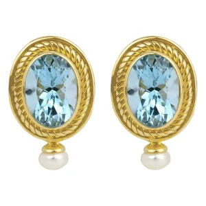 Earrings- Blue Topaz And Pearl (1821J)