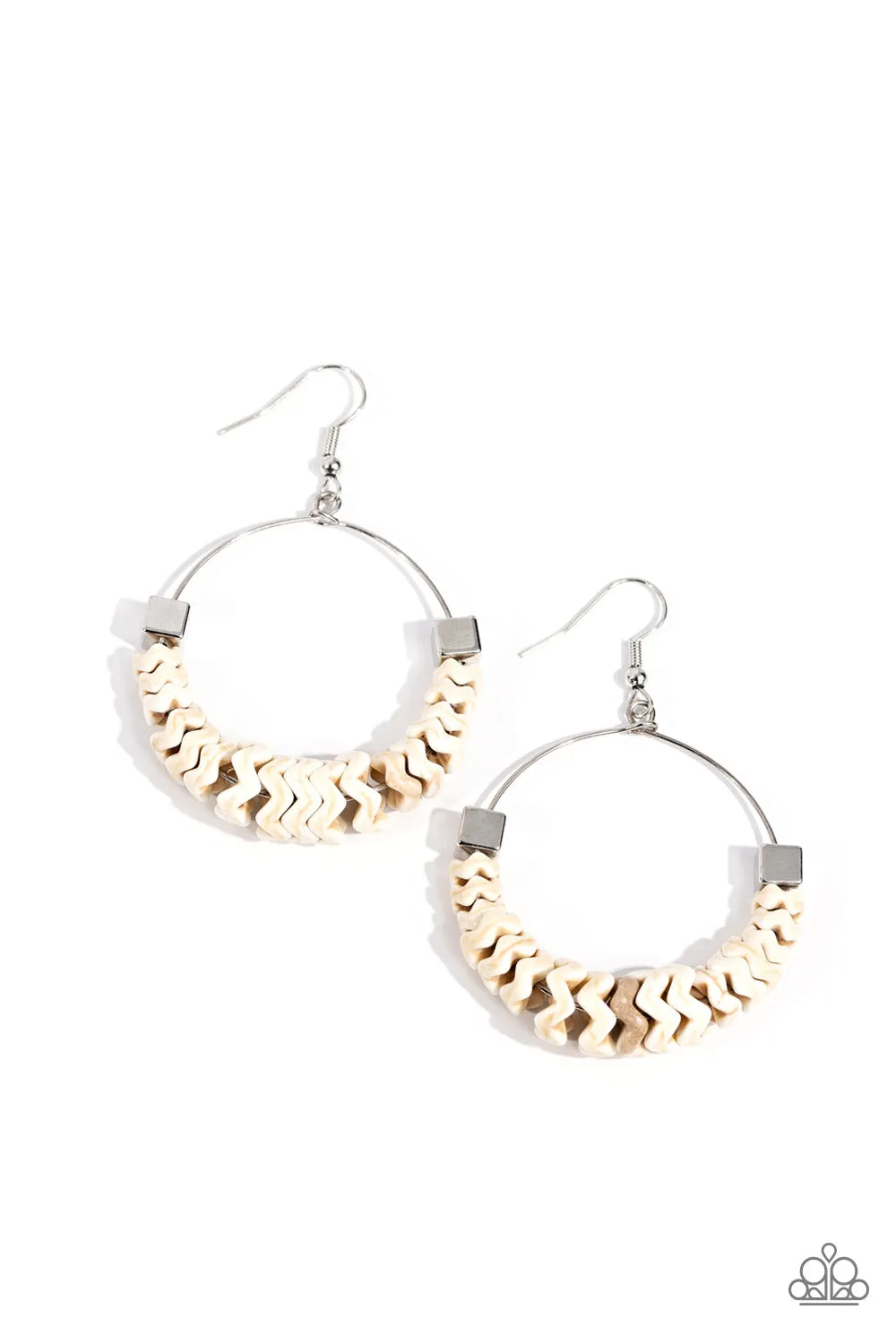 Earrings Capriciously Crimped - White