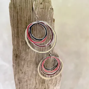 Earthy and Cream Layered Circles Upcycled Tin Earrings