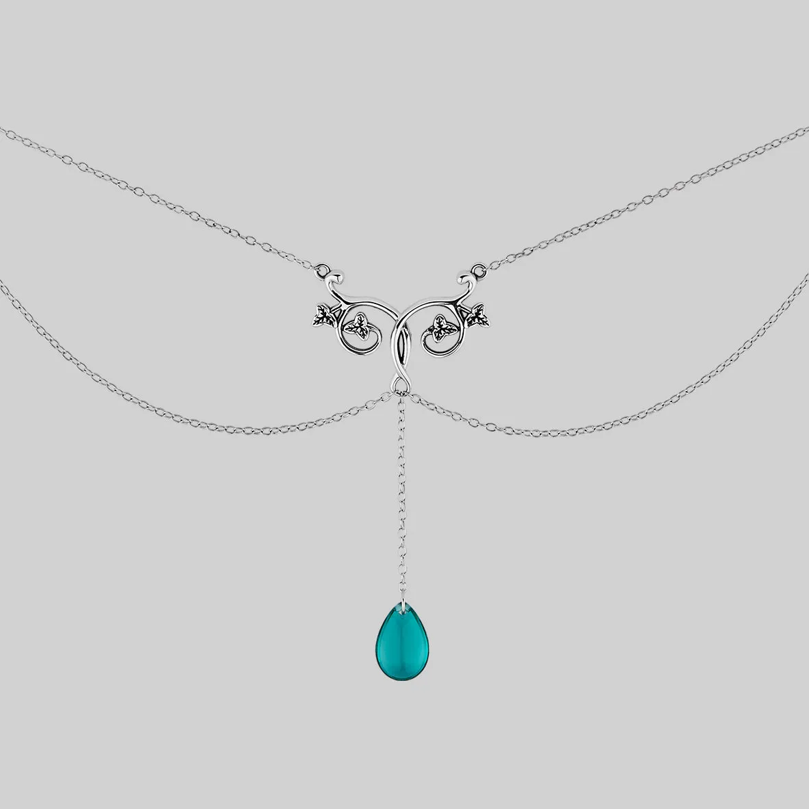 FAITH. Glass Droplet Ivy Necklace - Silver