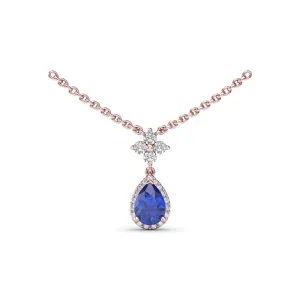 Fana Sapphire and Diamond Teardrop Necklace