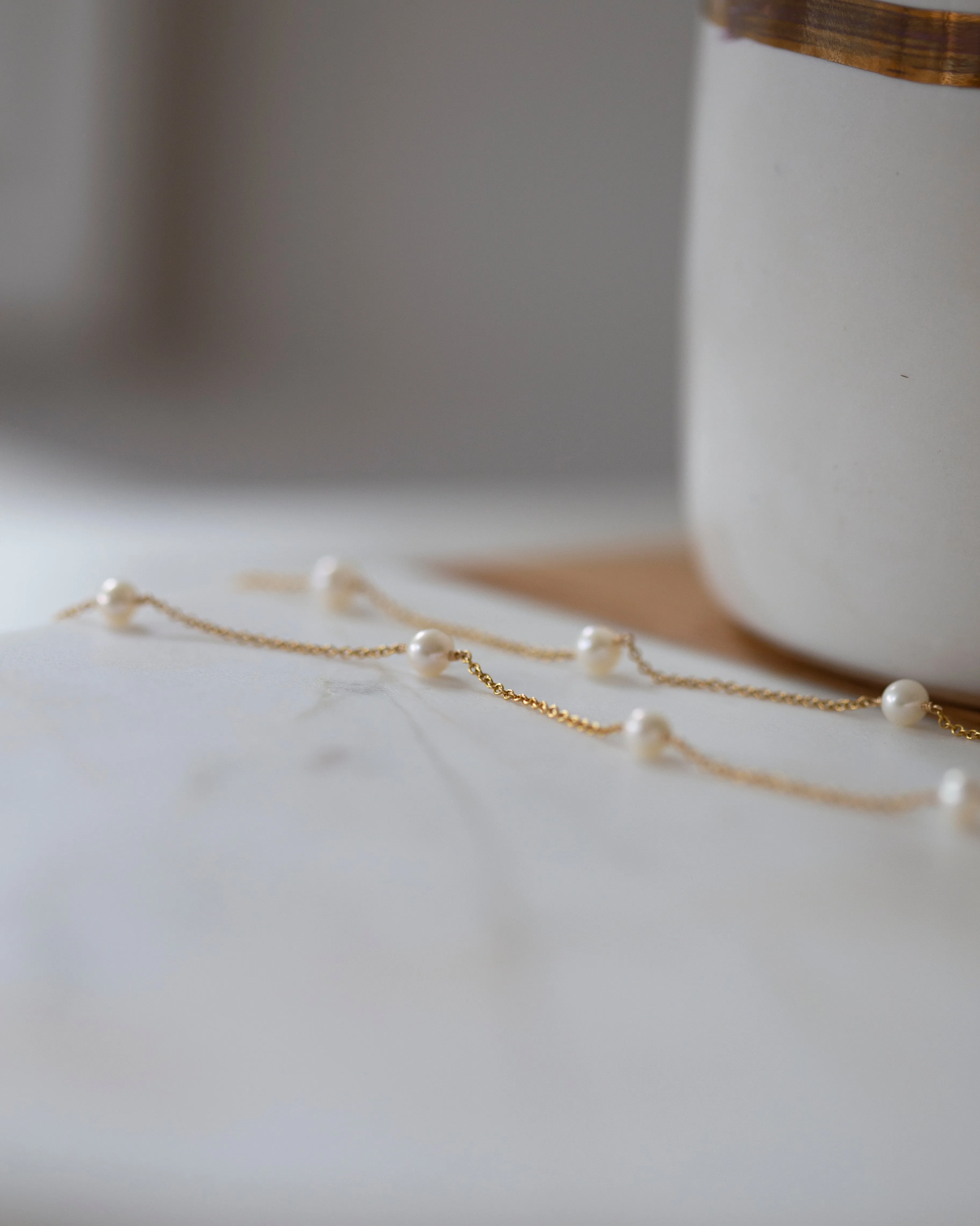 Fresh water pearl station necklace