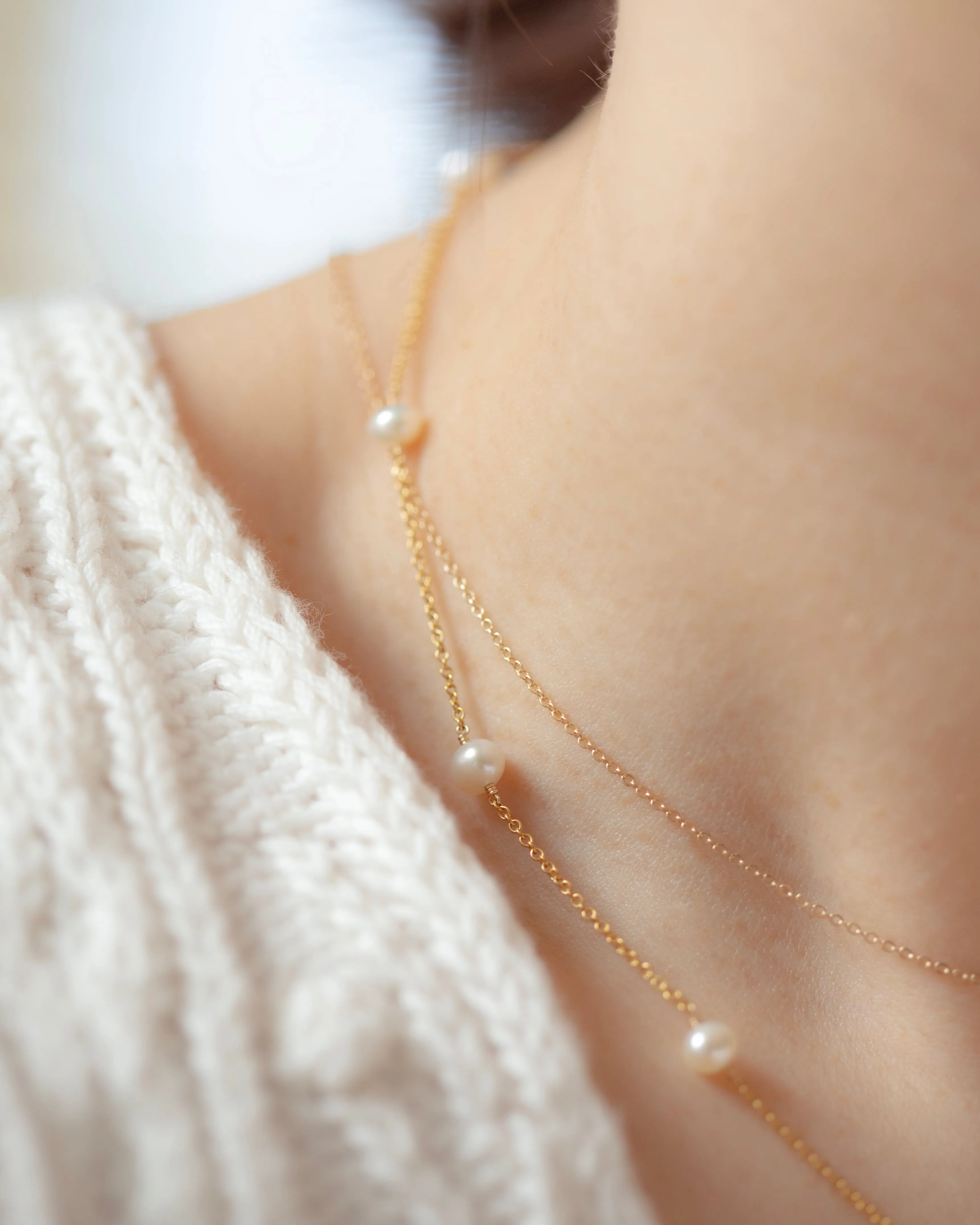 Fresh water pearl station necklace