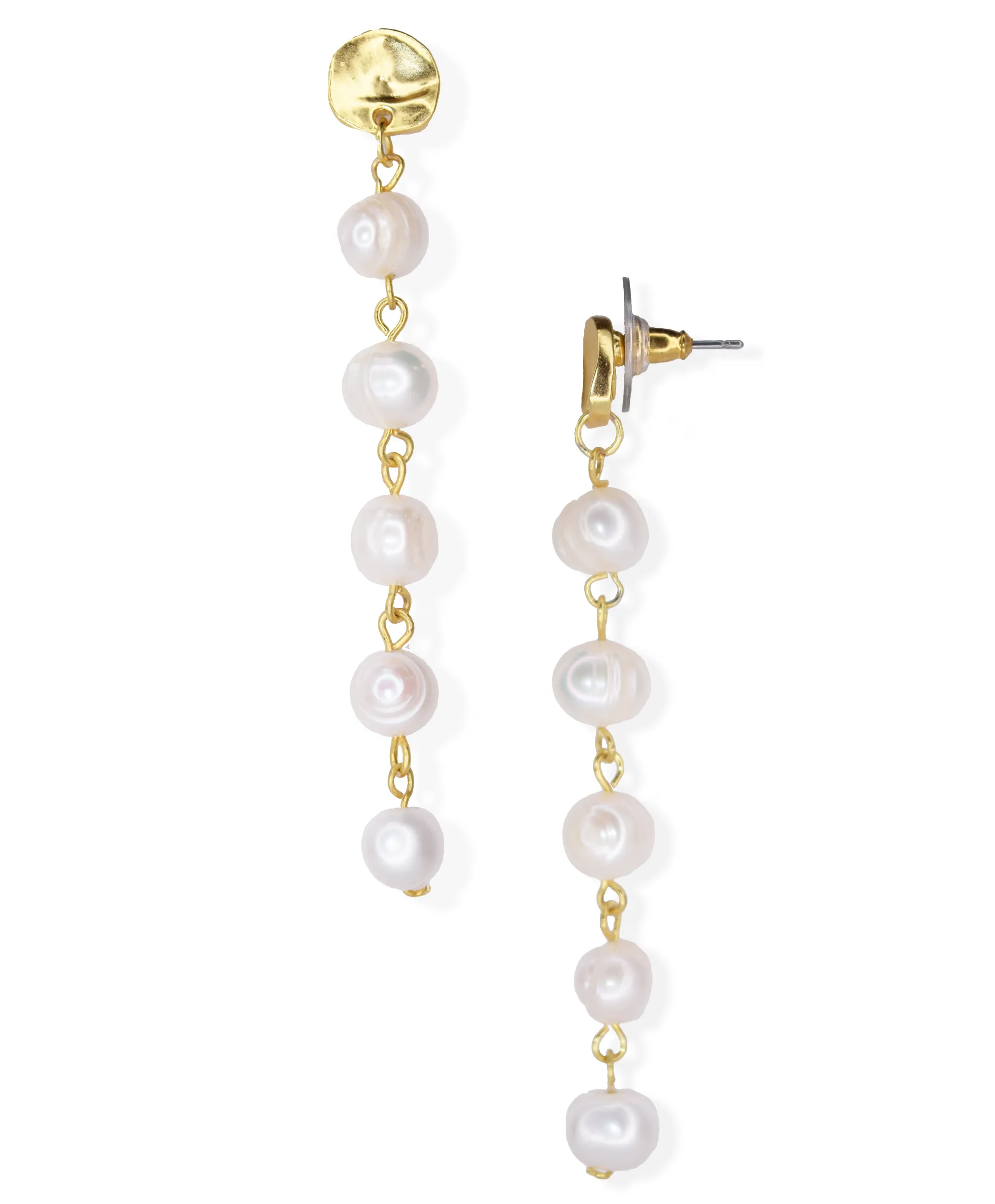 Fresh water pearls linear drop earrings