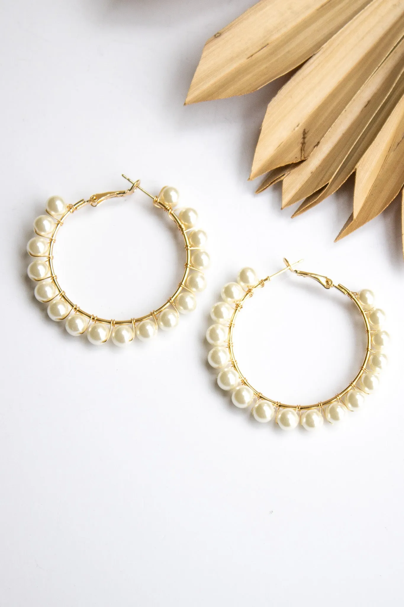 Full Moon Pearl Hoop Earrings