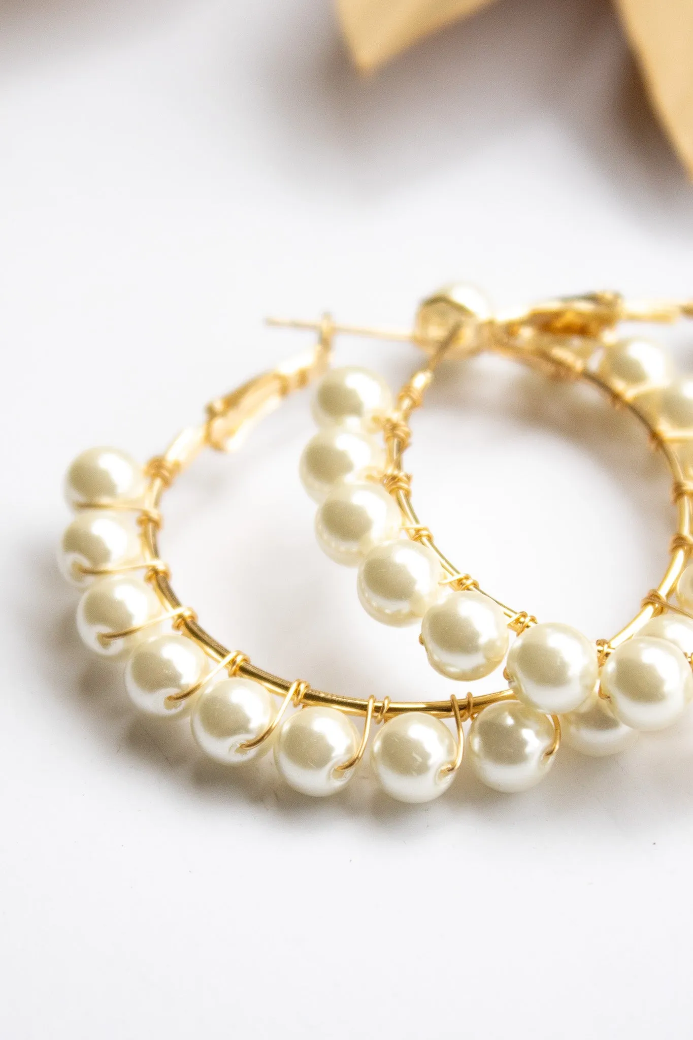 Full Moon Pearl Hoop Earrings