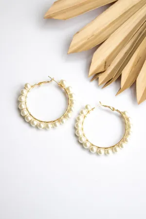 Full Moon Pearl Hoop Earrings