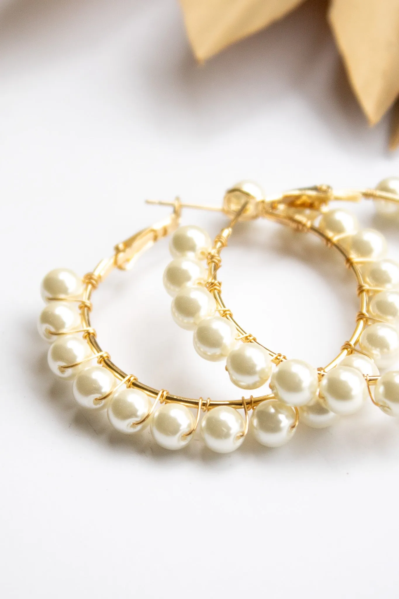 Full Moon Pearl Hoop Earrings