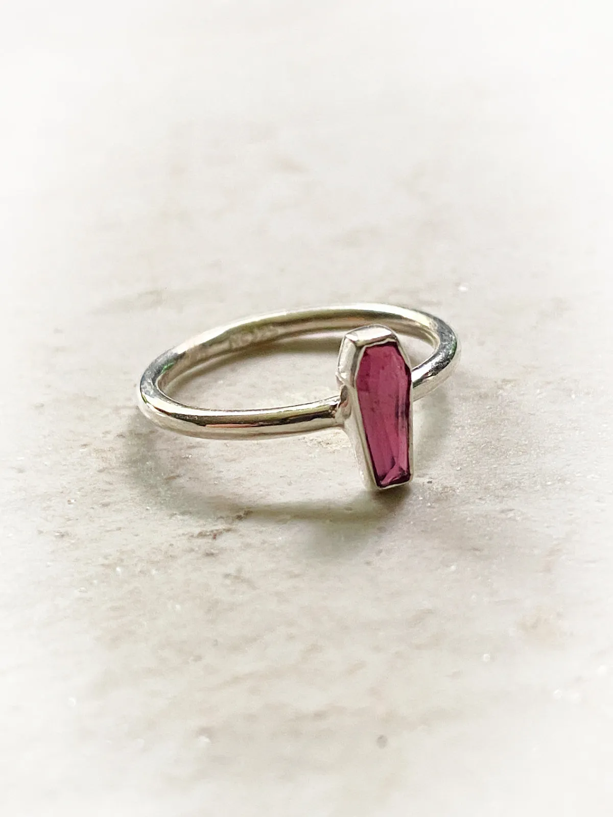 Garnet Coffin Ring