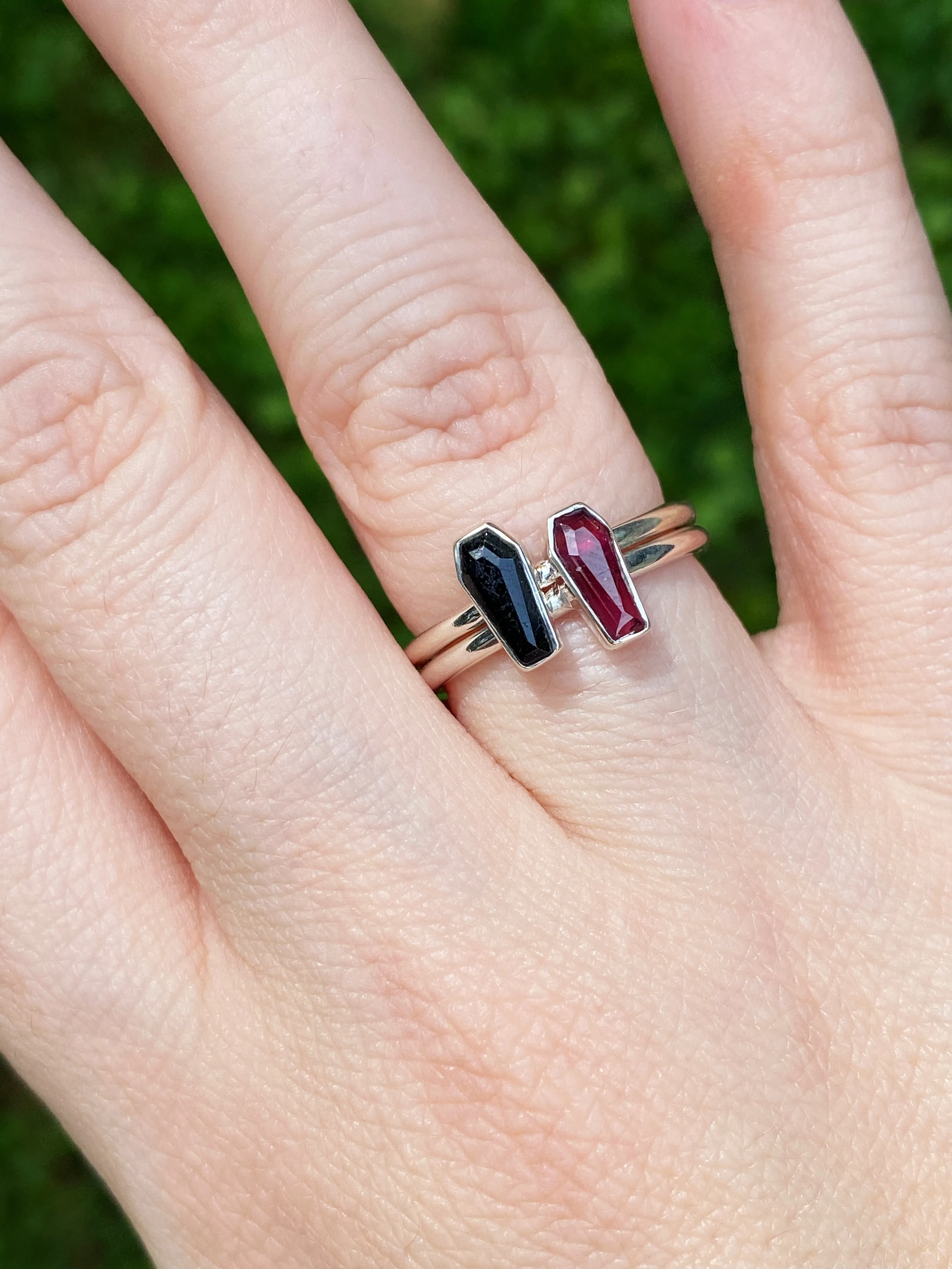 Garnet Coffin Ring